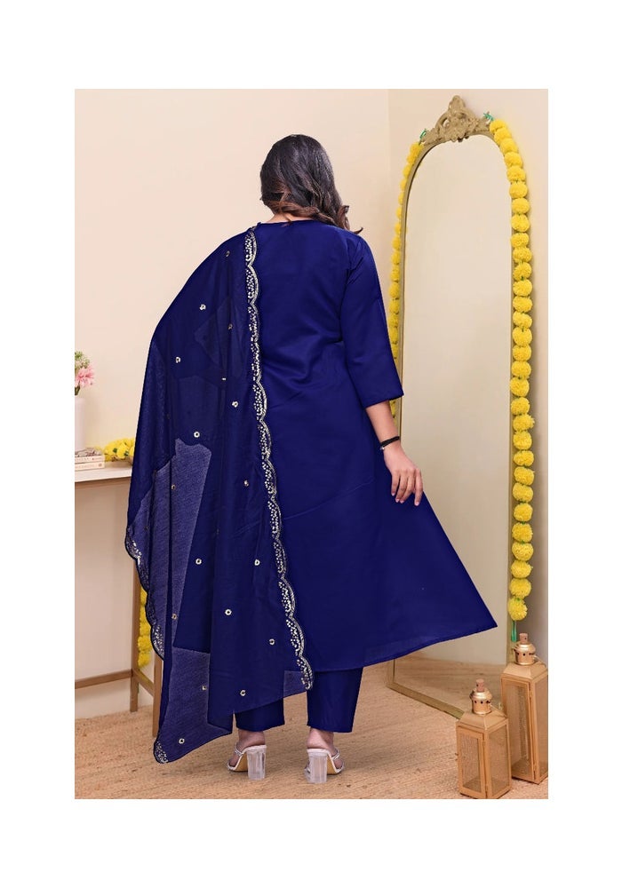 Malishka Export Blue Anarkali Kurta Pant Set for Women - Image 2